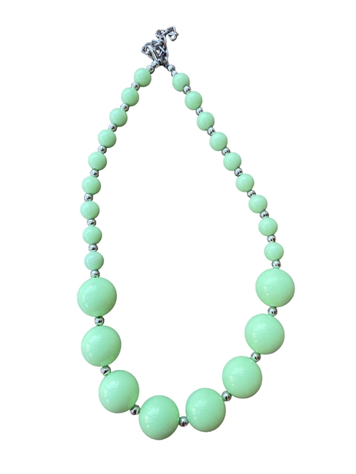Halskæde med plastperler; Monroe - pastelgrøn